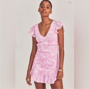 LoveShackFancy Pink Ruffle Mini Dress
